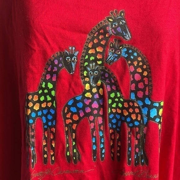 NWT Laurel Burch dress small Medium Rare Rainbow Giraffe Red tank dress - Picture 2 of 9